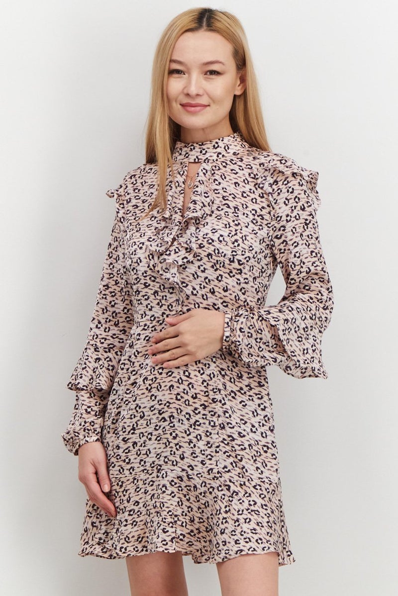Avec Les Filles Women Animal Print Mini Dress, Multicolor - Image 1