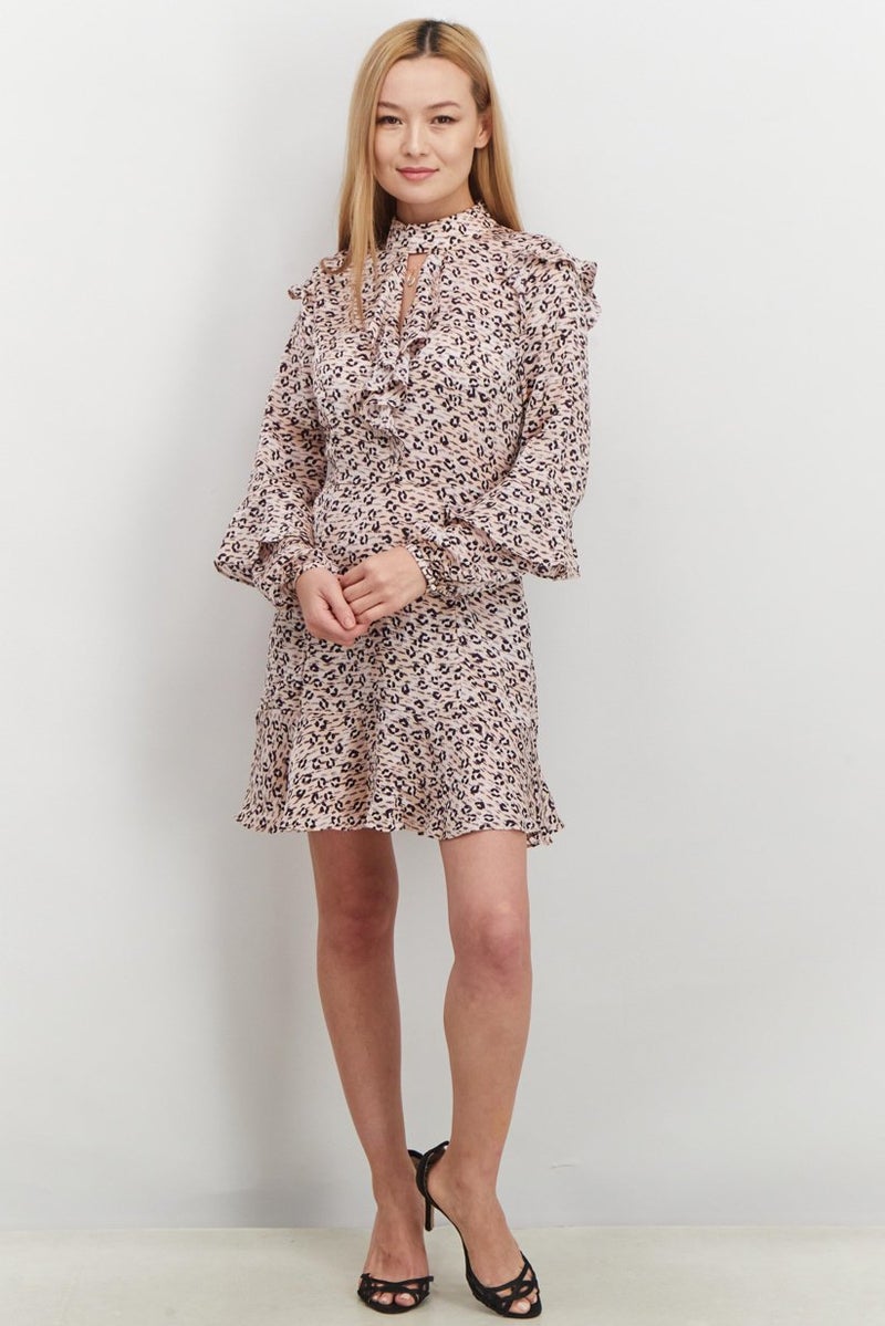 Avec Les Filles Women Animal Print Mini Dress, Multicolor - Image 3
