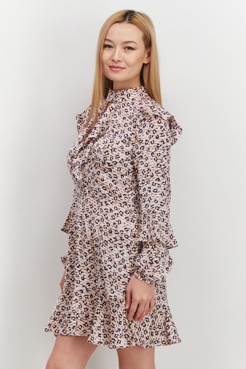 Avec Les Filles Women Animal Print Mini Dress, Multicolor - Image 4