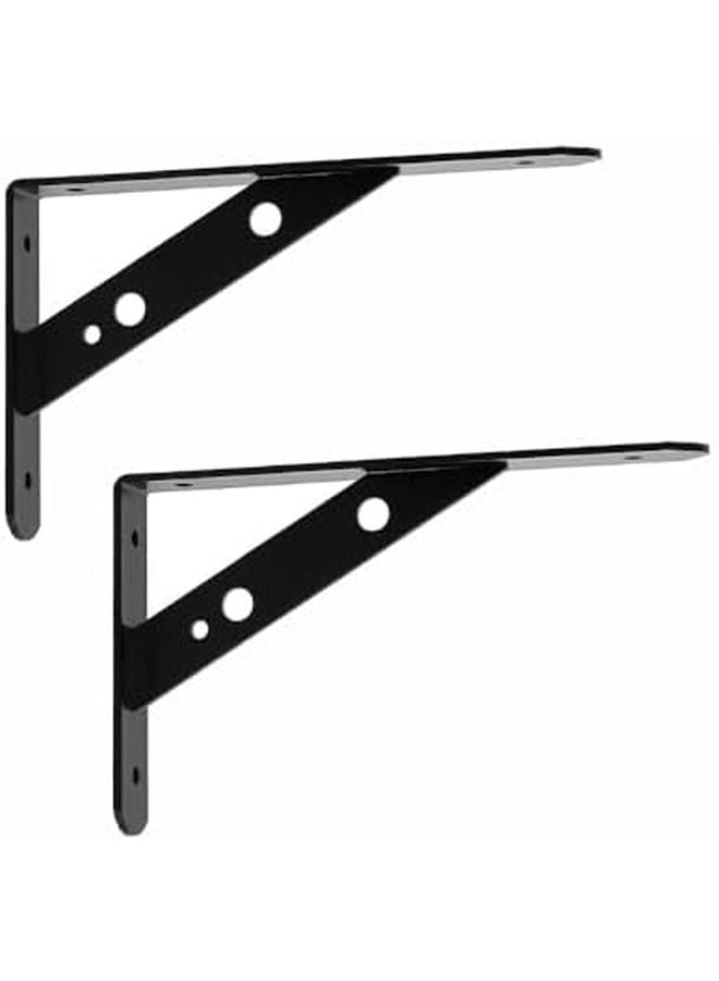 Heavy Duty L Shaped Shelf Brackets Black Metal Wall Mount Supports For Floating Shelves - Image 2