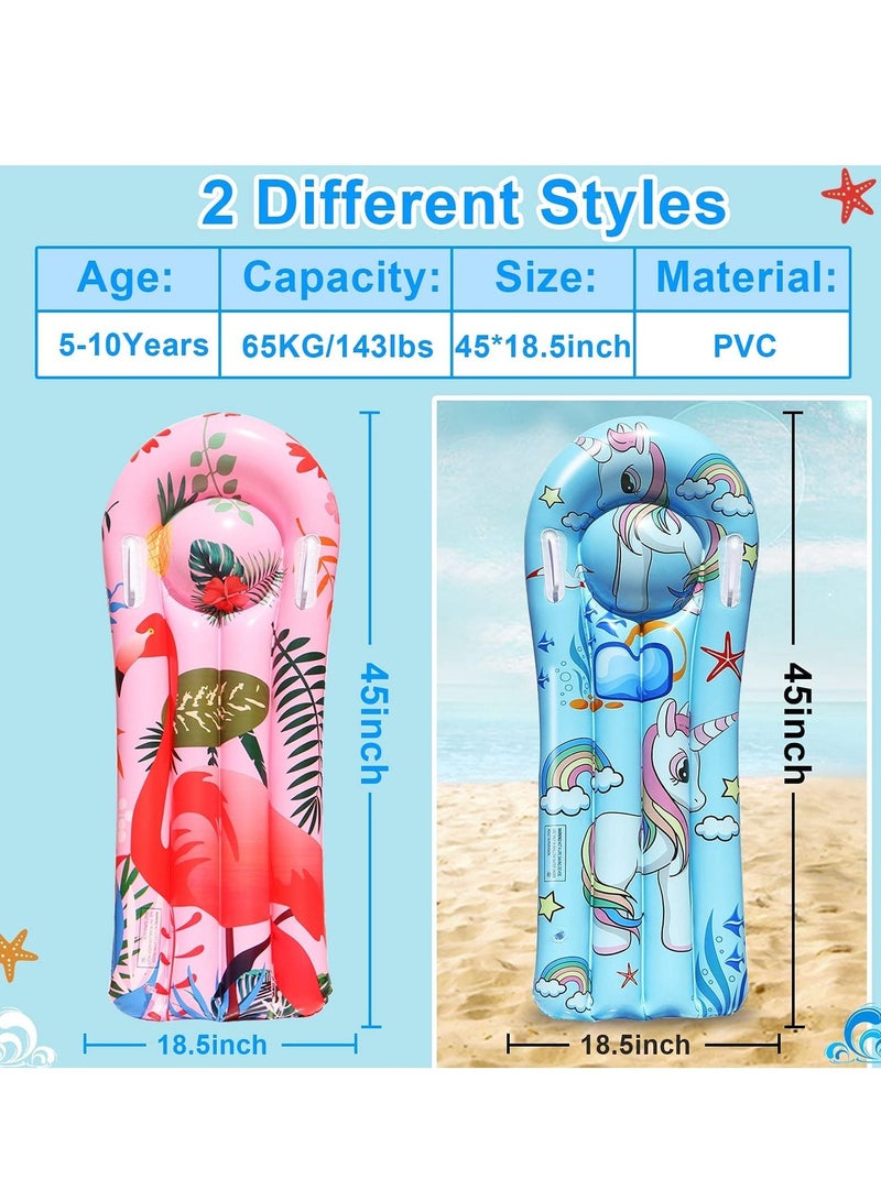 SYOSI Inflatable Flamingo Unicorn Boogie Boards, 2 Pack Swimming Pool Floating Toys for Kids Learn to Swim Water Slide Boards Pool Floats Toy Lounger Summer Party Supplies - Image 3
