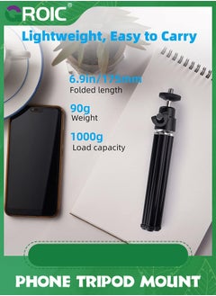 GROIC Black Mini Tripod, Multi-Purpose Compact Metal Extendable Lightweight Desktop Tripod for Webcam and Phone with Phone Holder  - Image 5