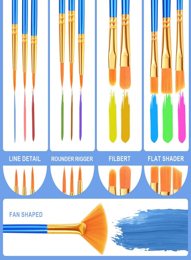 ESRICH Paint Brushes Set,1pack/12pcs Nylon Hair Round-Pointed Tip Acrylic Paint Brushes for Watercolor Oil Rock Face Painting,12 Sizes Paint Brush for All Purposes Kids Adult Arts Painting Brush Kits. - Image 4