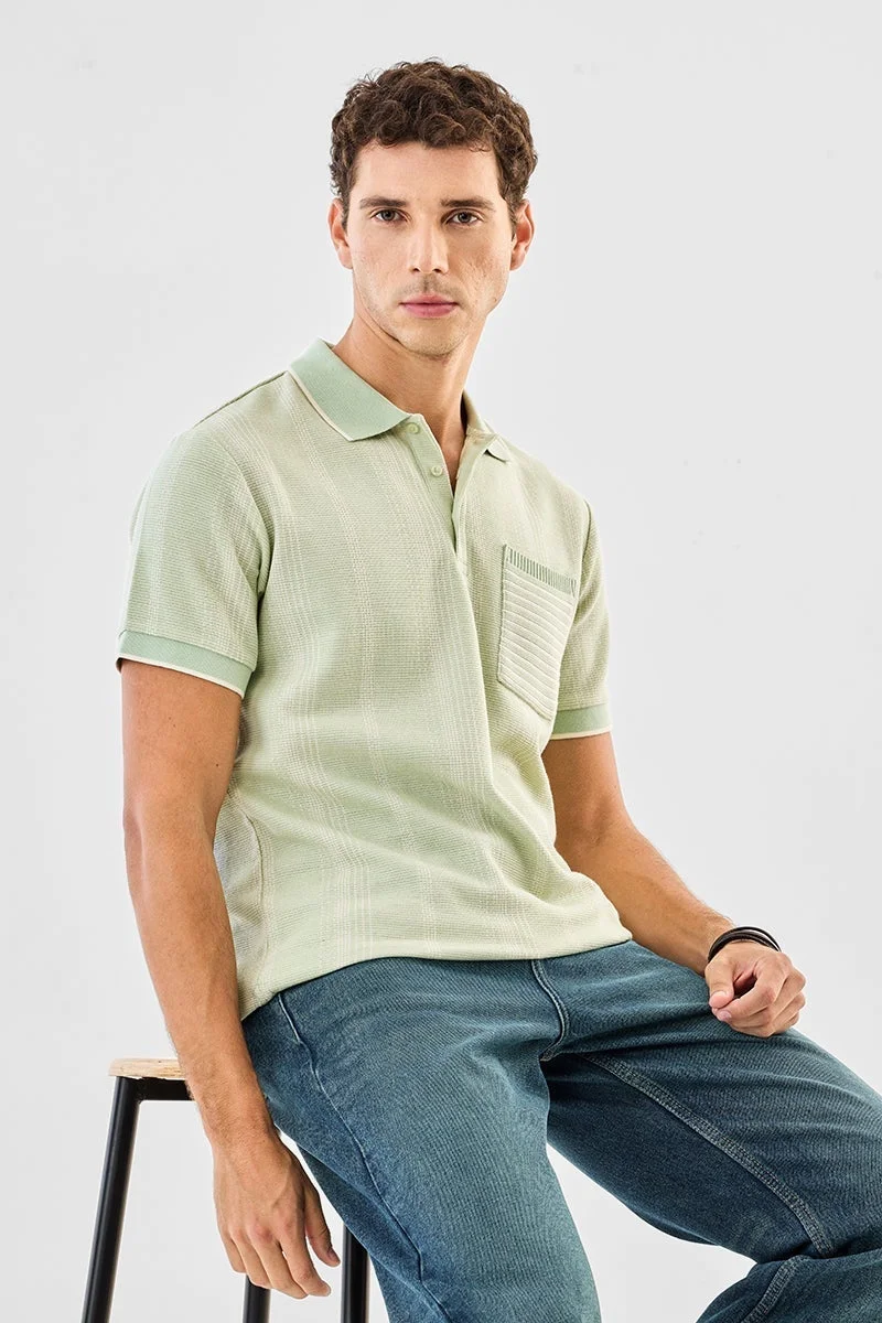 SNITCH Regular Fit Textured Polo T-Shirt