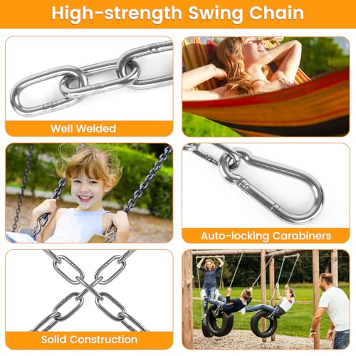 Syocsek 2 Pack 30 Inch Heavy Duty Chains for Swing, 440LB Hanging Chair Chain with 5/16 Thick Clasps, Adjustable Stainless Steel Chain Extension for Porch Tree Swing Hammock Chair Boxing Bag Yoga Gym - Image 3