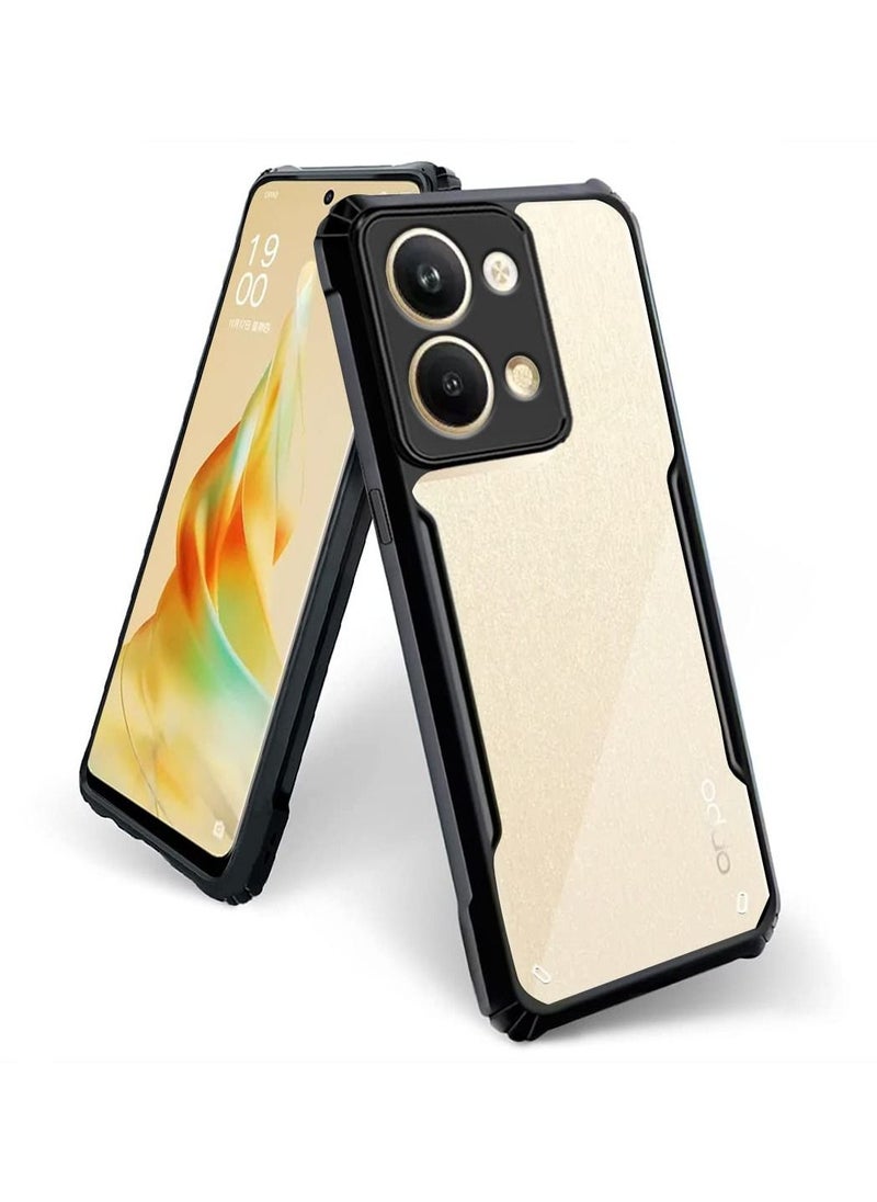 Risen Shockproof Clear Back Cover Case for Oppo Reno 9 / Oppo Reno 9 Pro | 360 Degree Protection | Protective Design | Transparent Back Cover Case For Oppo Reno 9 / Oppo Reno 9 Pro Black Bumper 