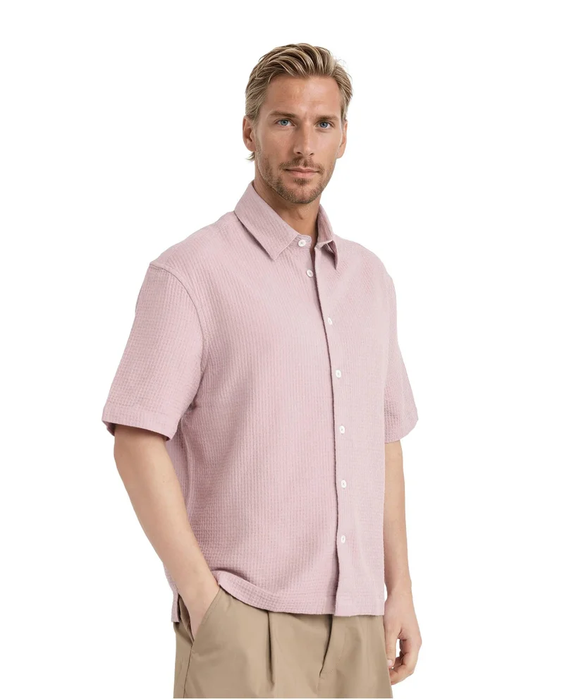 Rare Rabbit Men's Textured Boxy Fit Solid Shirt