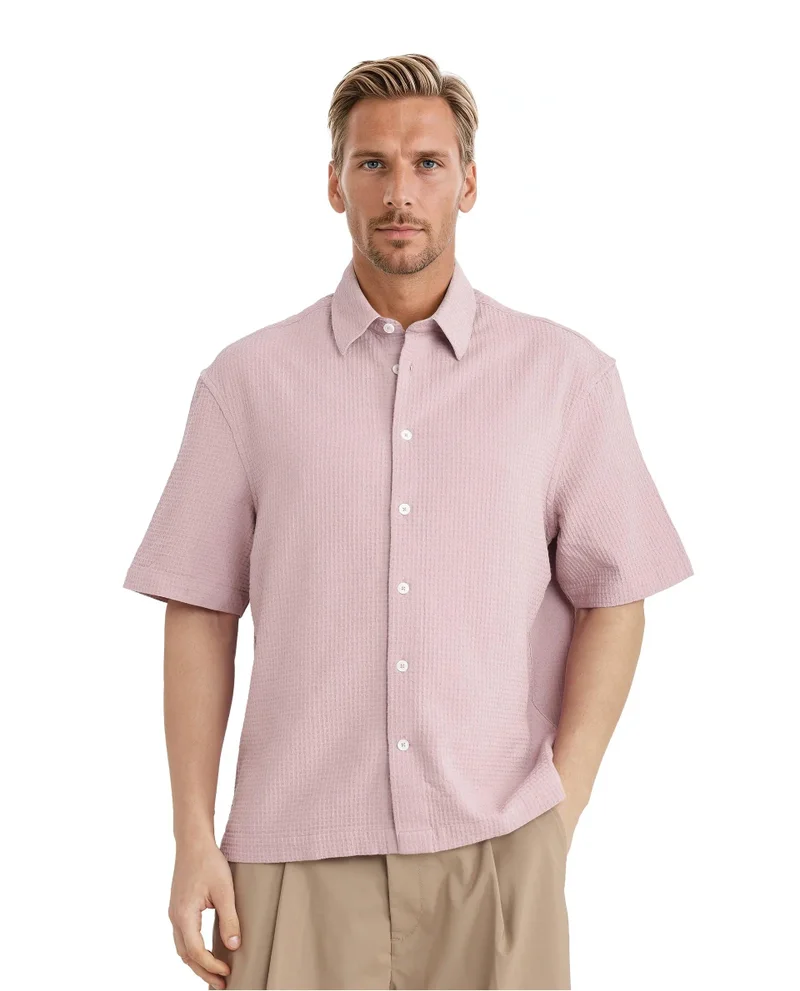 Rare Rabbit Men's Textured Boxy Fit Solid Shirt