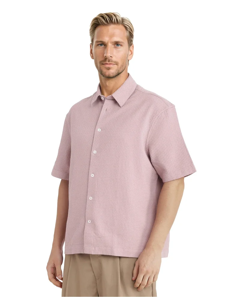 Rare Rabbit Men's Textured Boxy Fit Solid Shirt