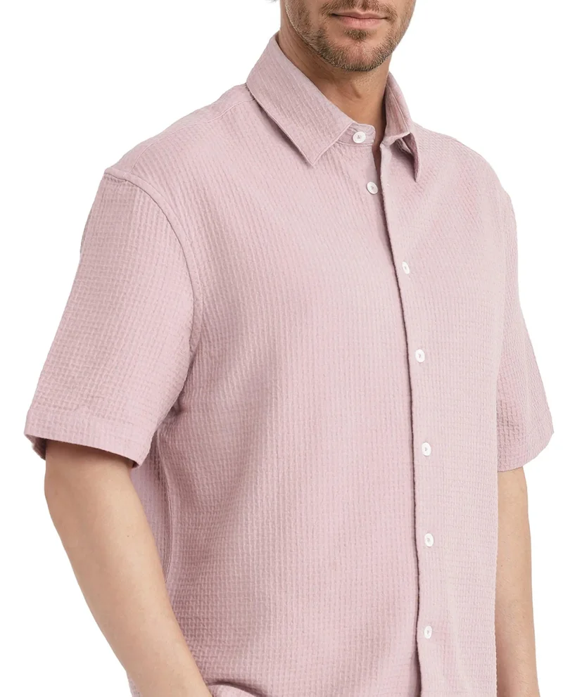 Rare Rabbit Men's Textured Boxy Fit Solid Shirt