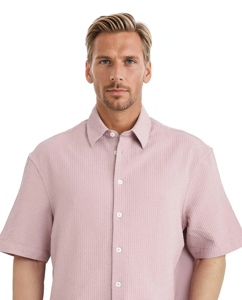 Rare Rabbit Men's Textured Boxy Fit Solid Shirt