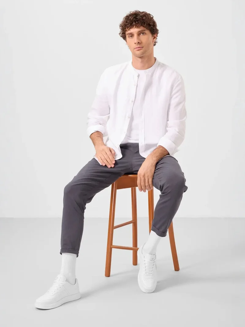 تومي لايف TOMMY Men's Straight-leg Gabardine Chinos