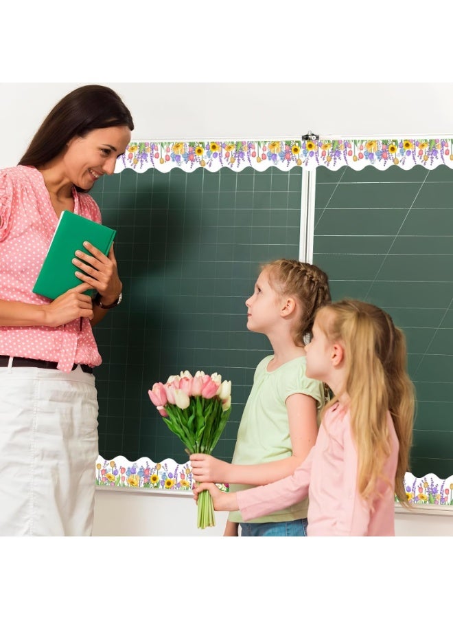 Greenery Bulletin Board Border, Tropical Floral Scalloped Wall Trim Decor for Classroom, Office, Nursery Display (7.6cm x 5m) - Image 5