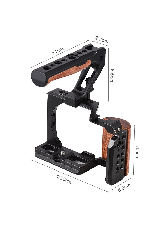 ANDOER Camera Cage + Top Handle Kit Aluminum Alloy Video Cage with Cold Shoe Mount 1/4 Inch & 3/8 Inch Threads Replacement for Sony ZV-E10 Camera  - Image 3