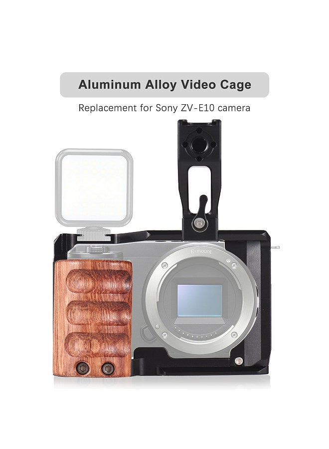 ANDOER Camera Cage + Top Handle Kit Aluminum Alloy Video Cage with Cold Shoe Mount 1/4 Inch & 3/8 Inch Threads Replacement for Sony ZV-E10 Camera  - Image 4