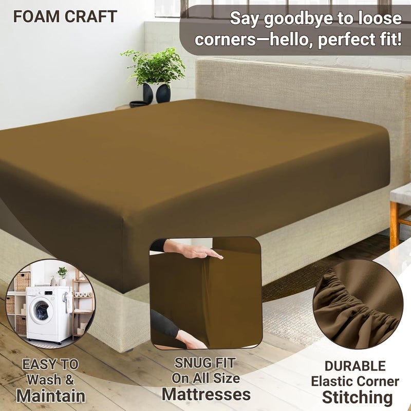 FOAM CRAFT 100% Cotton Fitted Bed Sheet - Mocha, 160 x 200cm - Image 4