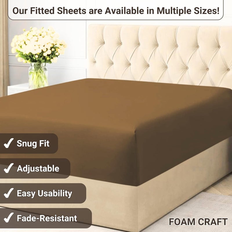 FOAM CRAFT 100% Cotton Fitted Bed Sheet - Mocha, 160 x 200cm - Image 5