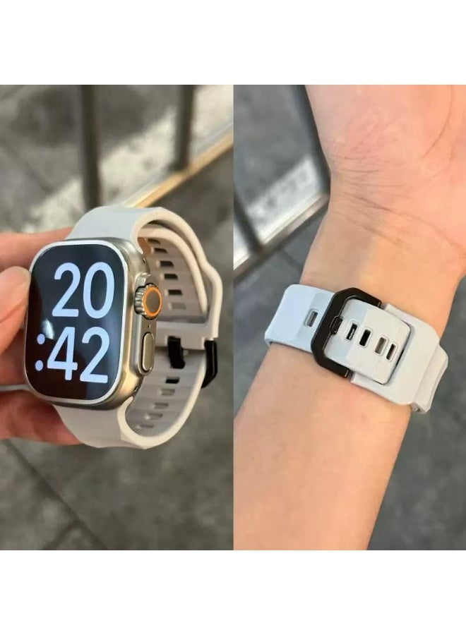 سوار ساعة متوافق مع سلسلة ساعات Apple Watch Band 38 مم 40 مم 41 مم 42 مم للنساء، حزام بديل رفيع من الجلد الأصلي بتصميم مزدوج لسلسلة iWatch Series 10 9 8 7 6 SE - Image 1