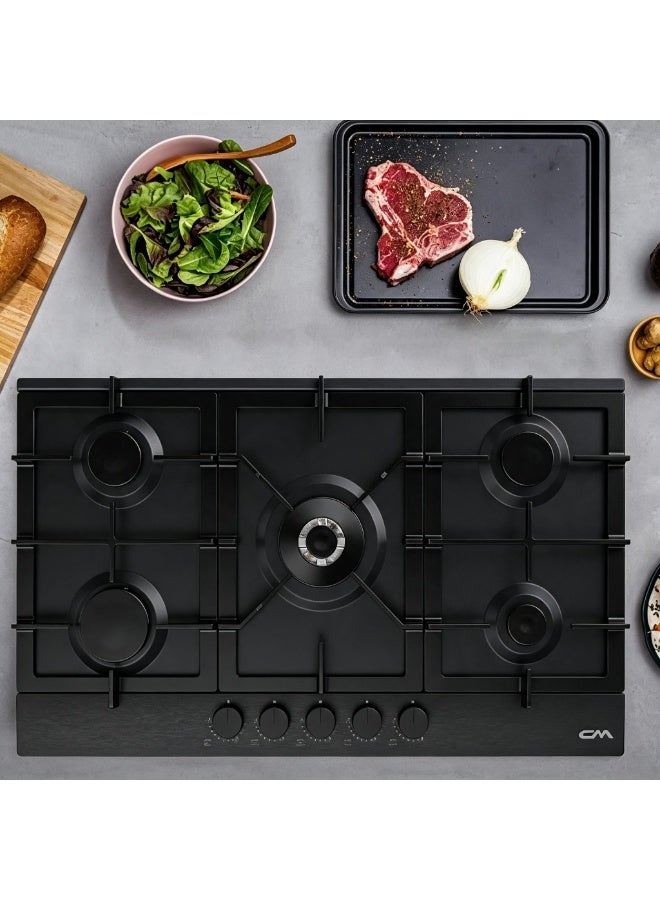 CM PIAGO 905 MBE Matte Black 90cm Gas Hob – Italian SABAF Burners, Cast Iron Pan Supports & Flame Failure Safety - Image 3
