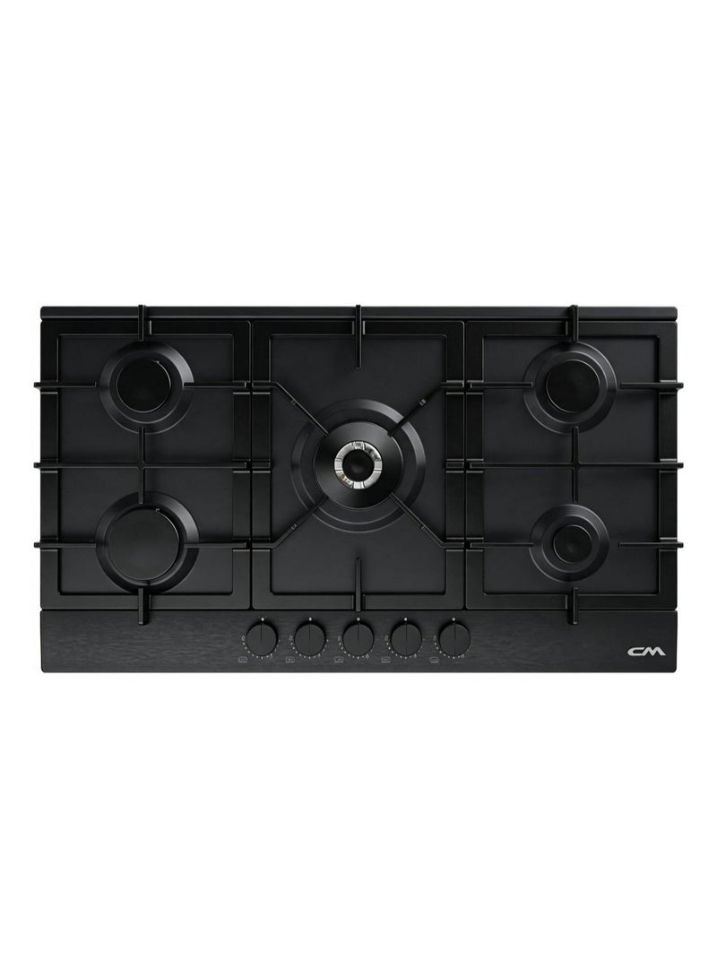 CM PIAGO 905 MBE Matte Black 90cm Gas Hob – Italian SABAF Burners, Cast Iron Pan Supports & Flame Failure Safety - Image 1