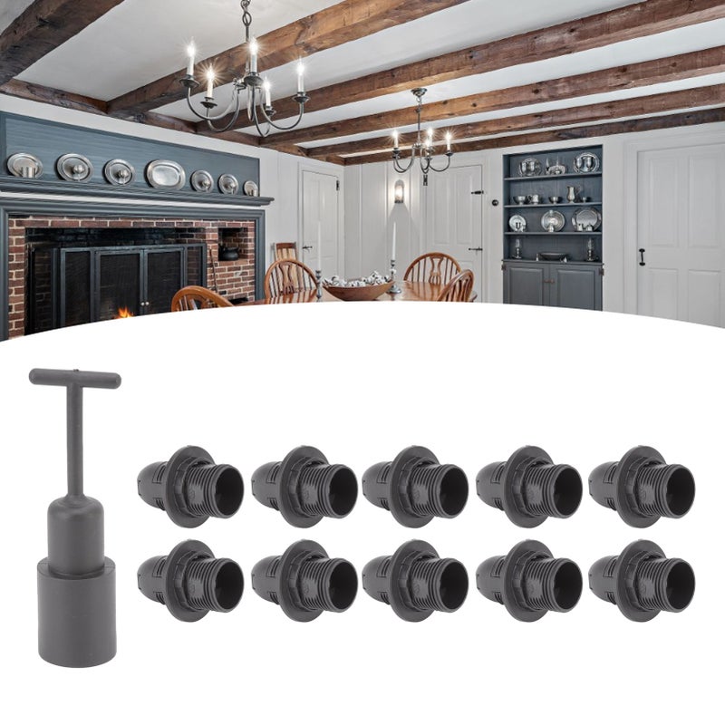 10PCS E14 Lamp Holder ABS with Sleeve High Temperature Resistant Light Socket Base for Home Black - Image 2