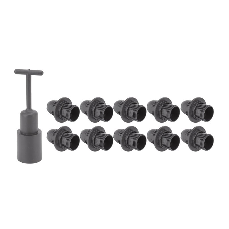 10PCS E14 Lamp Holder ABS with Sleeve High Temperature Resistant Light Socket Base for Home Black - Image 5