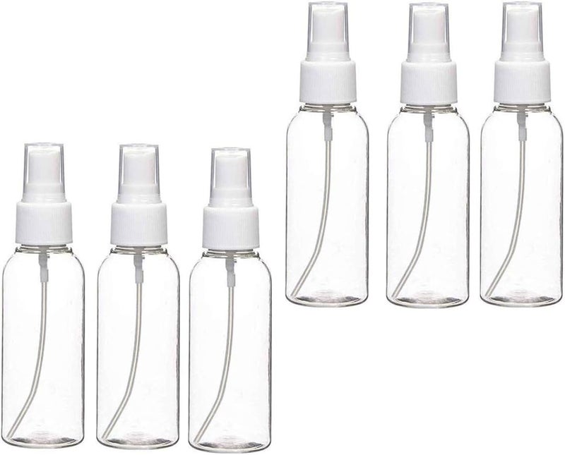 GJT 2oz/50ml Plastic Spray Bottles, Plastic Spray Clear Empty Fine Mist Plastic Mini Travel Bottle Set Bottles Refillable Liquid Containers 6 Pack - Image 1