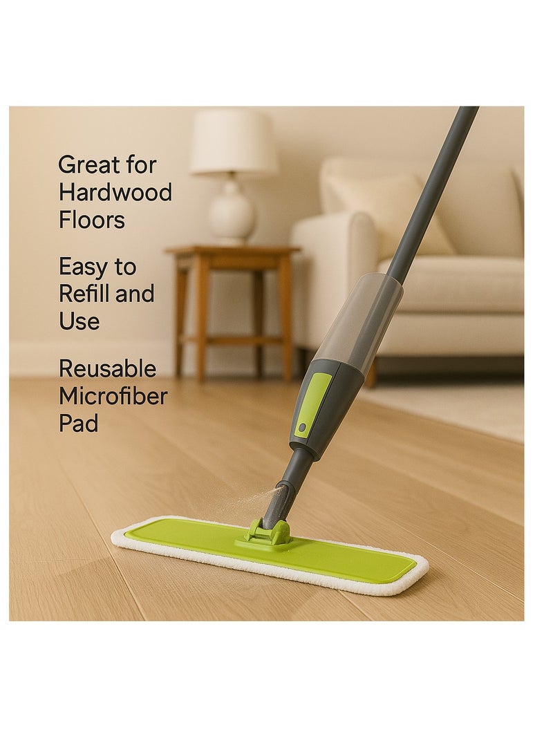 Royalford RoyalBright Water Spray Mop RF12262GR Carbon Fiber Dust Collector 400ml Tank Waxing Mop Quick-Drying 95cm Wide Spray Area Lightweight Add Disinfectant Water - Image 2