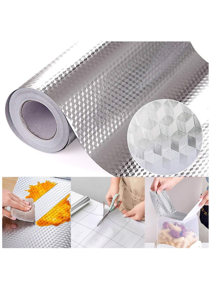 YQbest Kitchen Wallpaper Oil Proof Sticker Aluminum Foil Backsplash Self-Adhesive Contact Paper Cabinet Liner Waterproof and Heat Resistant Peel and Stick Wallpaper(23.4X394 Inches)  - Image 1