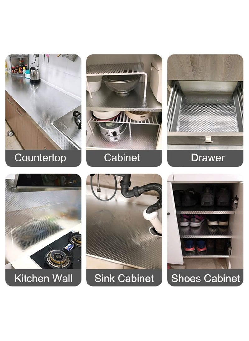 YQbest Kitchen Wallpaper Oil Proof Sticker Aluminum Foil Backsplash Self-Adhesive Contact Paper Cabinet Liner Waterproof and Heat Resistant Peel and Stick Wallpaper(23.4X394 Inches)  - Image 3