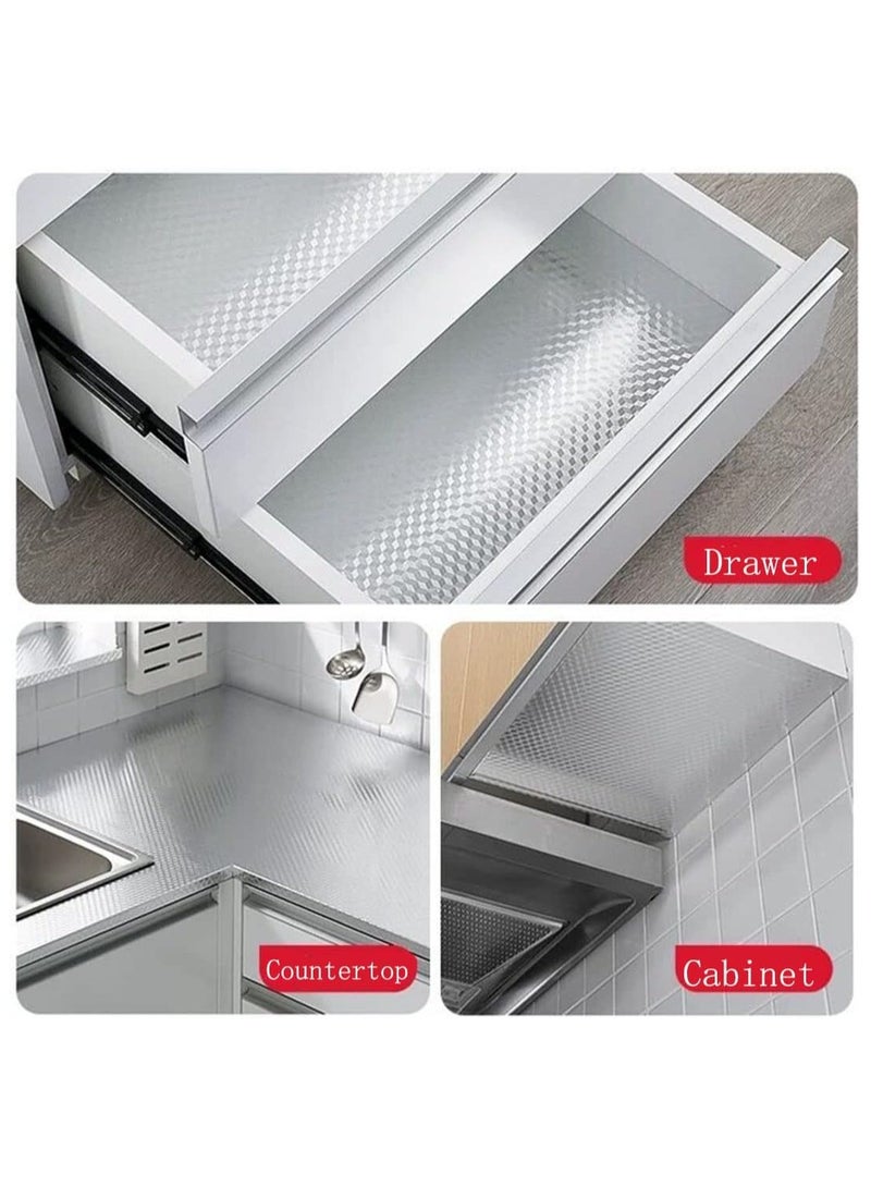 YQbest Kitchen Wallpaper Oil Proof Sticker Aluminum Foil Backsplash Self-Adhesive Contact Paper Cabinet Liner Waterproof and Heat Resistant Peel and Stick Wallpaper(23.4X394 Inches)  - Image 5