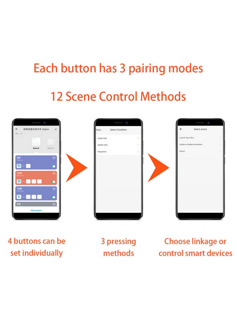 1PCS Smart ZigBee Wireless Switch Sticker 4-way Panel Scene Button Controller Wall Light Switch Work With Smart Life APP - Image 5