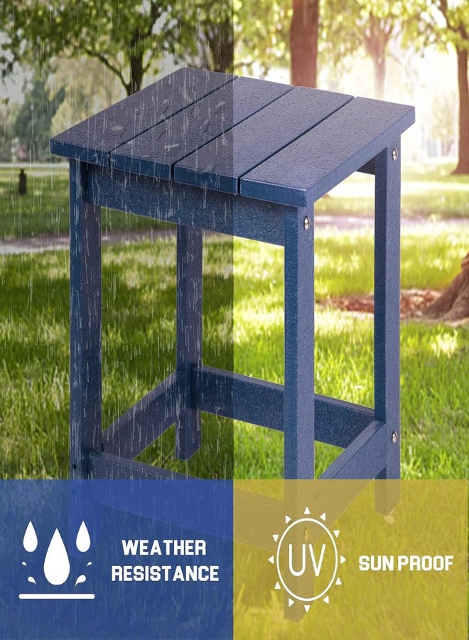 LZRS Adirondack Square Outdoor Side Table for Patio, Pool Composite Patio Table,HDPE End Tables for Backyard,Pool, Indoor Companion, Easy Maintenance & Weather Resistant(Dark Blue) - Image 4