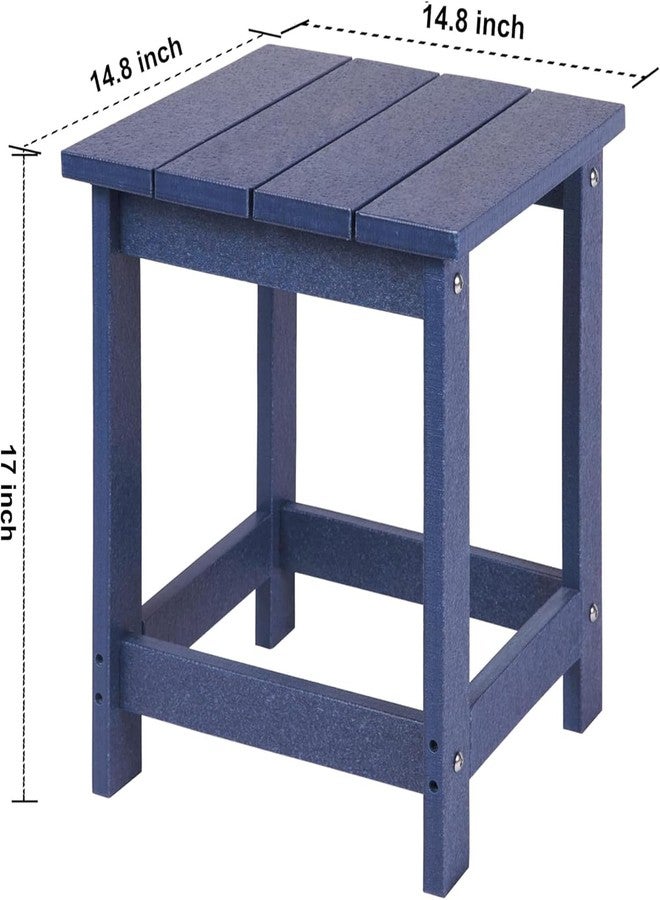 LZRS Adirondack Square Outdoor Side Table for Patio, Pool Composite Patio Table,HDPE End Tables for Backyard,Pool, Indoor Companion, Easy Maintenance & Weather Resistant(Dark Blue) - Image 2