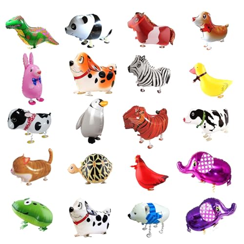 CUGBO 20Pcs Set Walking Animals Balloons Set Pets Walking Balloons Mylar Foil Helium Aluminum Balloon Kit for Kids Birthday Party Baby Shower Decor Children Gift - Image 1