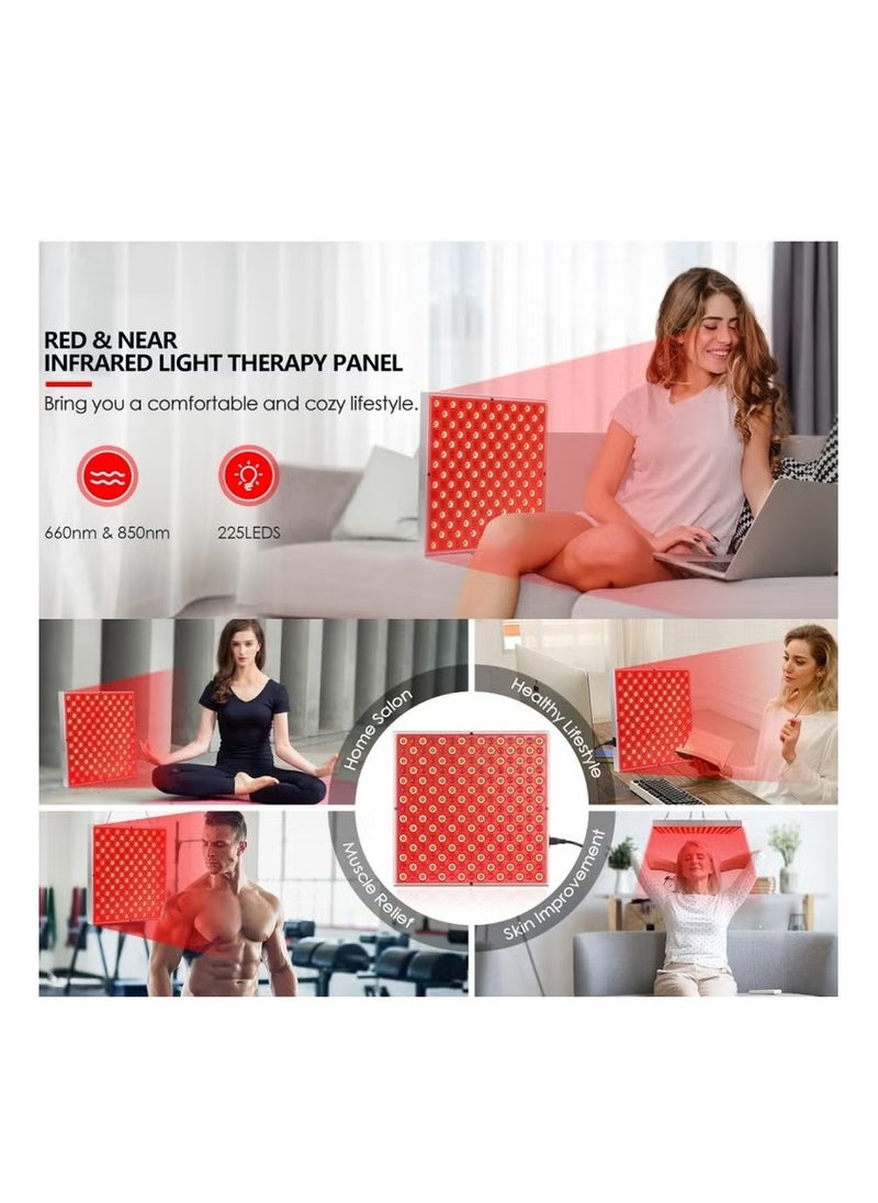 XiuWoo Red light therapy 45W 225 LEDs red light panel therapy device for body face 660nm red light and near infrared light LED red light device for pain relief of muscle joint back  - Image 2