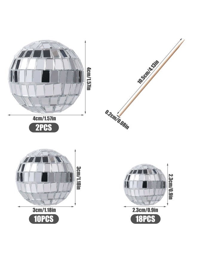 SAVITA 30 Pieces Disco Ball Cupcake Toppers Mini Disco Ball Picks Disco Theme Cake Toppers for Cake Decorations Cupcake Decor Dessert Accessories Disco Party Ornament (Silver) - Image 2