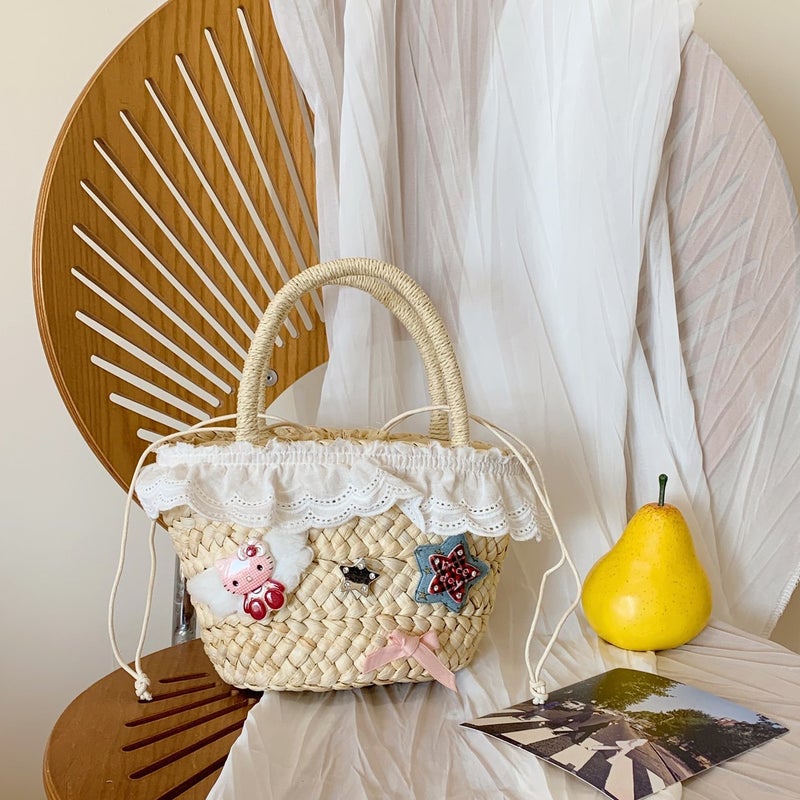 Pastoral Style Handwoven Bag For Women Style Fresh Seaside Vacation Beach Bag Satchel Vegetable Basket Women'S Bag - Image 1