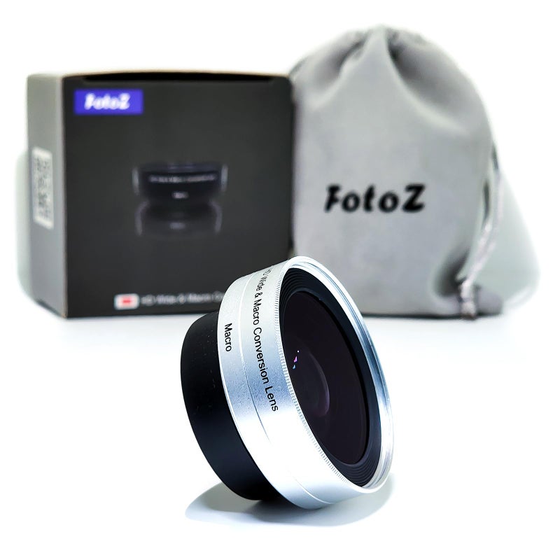 FotoZ عدسة تحويل واسعة الزاوية الصغيرة FotoZ 40.5mm 0.75x (مع ماكرو) ، لكاميرات Sony ZV-1F ZV-E10 ، ZV-E10 MarkII A6400 A6700 ، ملحقات متوافقة مع عدسة الكيت 16-50mm ، PZ 16-50mm OSS II (فضية) - Image 1