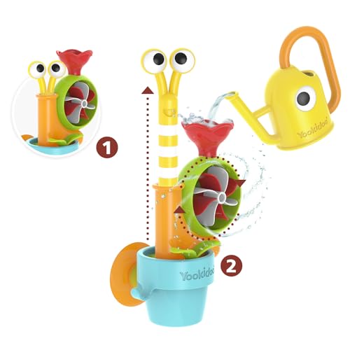Yookidoo Toddler Baby Bath Toy (Ages 1-3) Garden Adventure Set Bundle: Snail & Flower with Watering Can (Mold Free) Attach to Any Tub or Shower Fun for Bath Time - Great for Boys , Girls , & Kids - Image 4