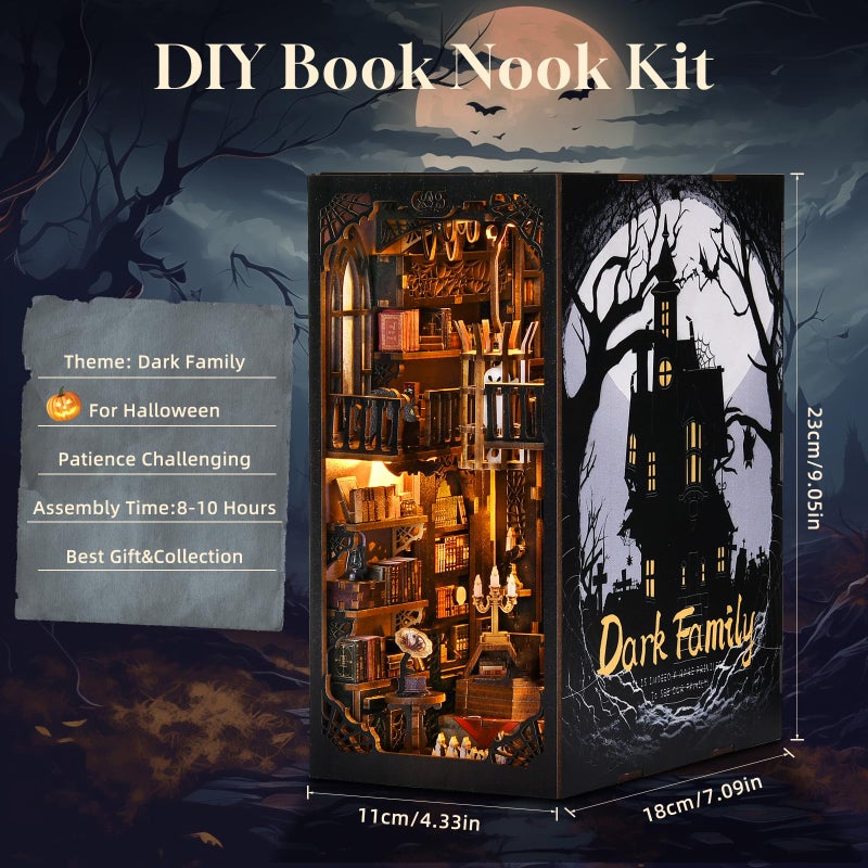 ETKVR Book Nook Kit, Book Nook Kits for Adults DIY Booknook Model Build, DIY 3D Wooden Puzzle Bookend Booknook Bookshelf Insert Miniature Dollhouse Kit for Home Decoration - Image 5