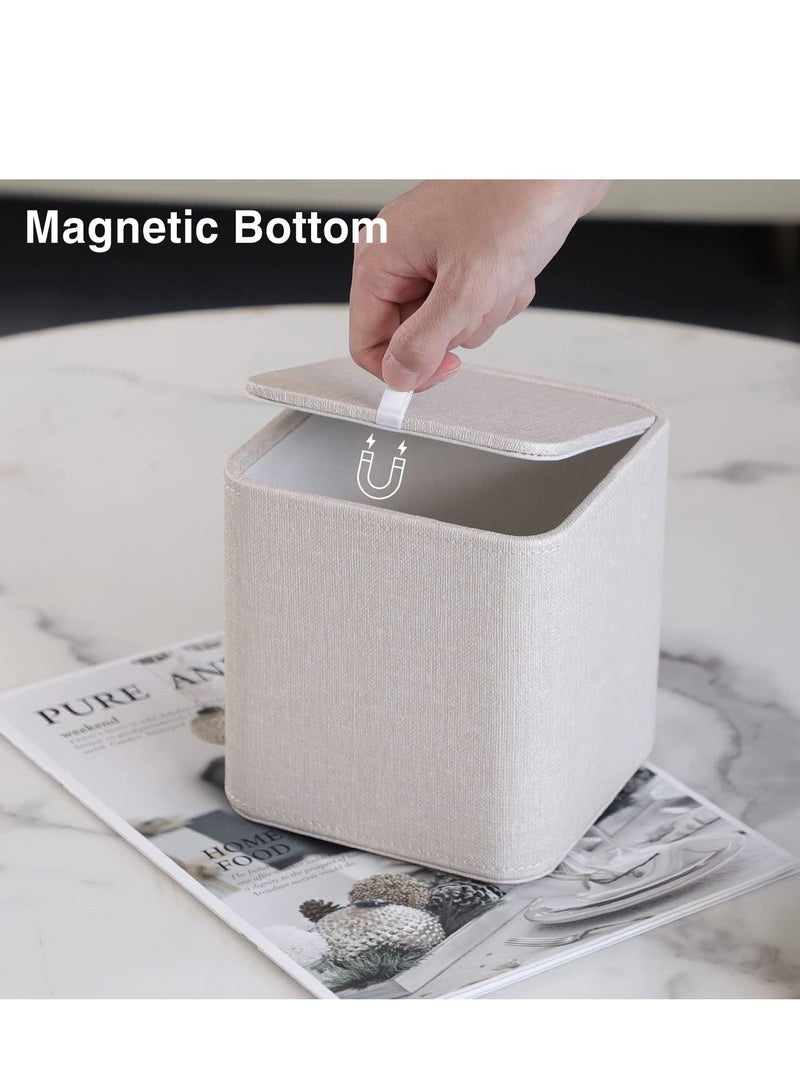 SYOSI Tissue Box Cover Square PU Leather Facial Tissue Box Holder - Magnetic Bottom Rounded Edges for Dresser Bathroom Decor and Home Decor(Beige)  - Image 3