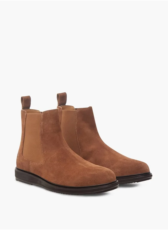 Lee Cooper Men's Solid Slip-On Chelsea Boots with Pull Tab