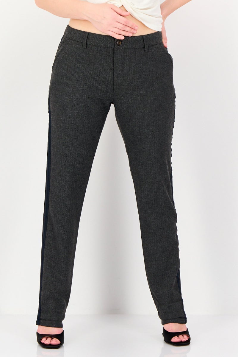 Reiko Women Chino Fit Chambray Print Straight Leg Pants, Multicolor - Image 1