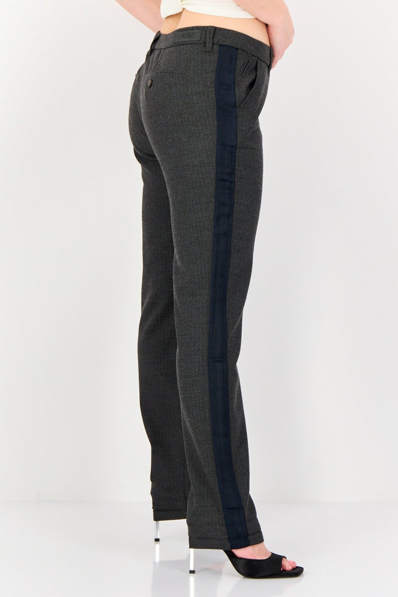 Reiko Women Chino Fit Chambray Print Straight Leg Pants, Multicolor - Image 2