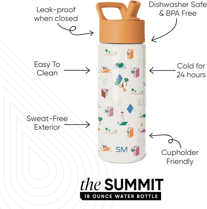 Kids Water Bottle & Toddler Cup | 18oz | Books | Insulated Stainless Steel Toddler Water Bottle, Kids Tumbler with Straw | Spill Proof for School, Girls, Boys | Book Club - Image 1