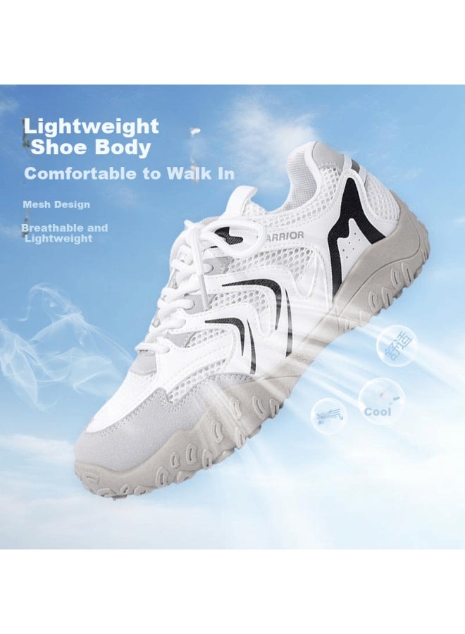 Warrior Women's Summer Breathable Hiking Shoes Lightweight Versatile Sports Shoes 322 White/grey/black - Single Mesh Style Size 35