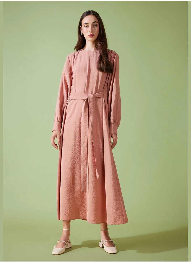 DeFacto Woman C Neck Long Sleeve Woven Dress