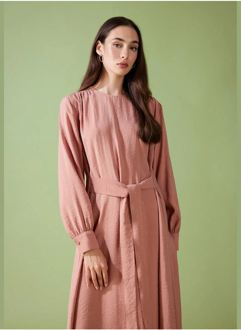 DeFacto Woman C Neck Long Sleeve Woven Dress