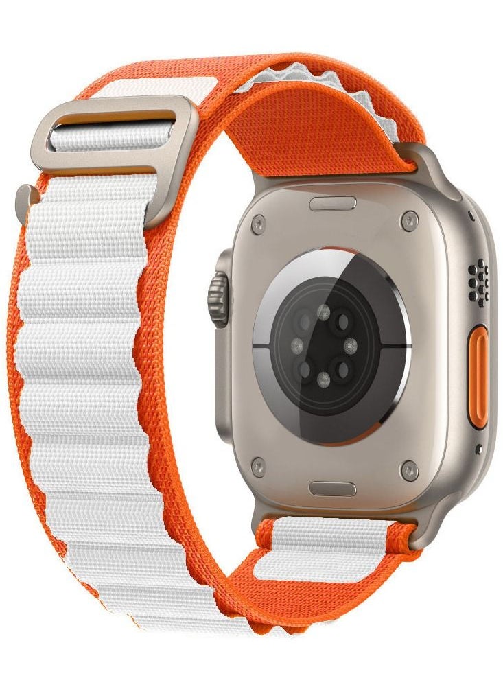 CATANES - Apple Watch Band 49mm 45mm 44mm 42mm Alpine Loop Band Women Men Adjustable with Metal G-Hook Strap for iWatch Ultra Series SE 8/7/6/5/4/3/2/1 Orange White - Image 1